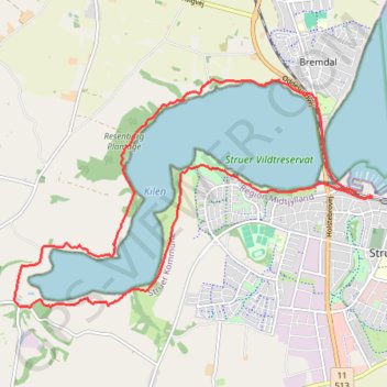 Kilen rundt i Struer Vildtreservat rute, afstand, højde, kort, profil, GPS-spor