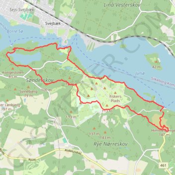 Himmelbjergruten rundt om søerne rute, afstand, højde, kort, profil, GPS-spor