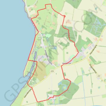 Vraget Strand, Dragsholm Slot og Vejrhøj Bakke rute, afstand, højde, kort, profil, GPS-spor