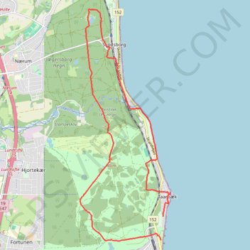 Tårbæk, Skodsborg, Bøllemosen og Jægersborg Dyrehave rundt rute, afstand, højde, kort, profil, GPS-spor