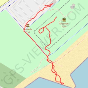 Mosede Fort rute, afstand, højde, kort, profil, GPS-spor
