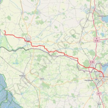 Hojer-Flensburg rute, afstand, højde, kort, profil, GPS-spor
