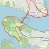 Vandretur fra ammoniak havnen nord for den ny Lillebæltsbro over den gamle Lillebæltsbro og Hindsgavl rundt og retur rute, afstand, højde, kort, profil, GPS-spor