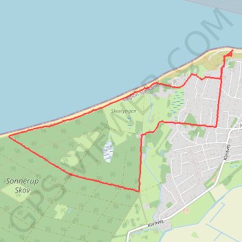 Klint og Sonnerup Skov rundt rute, afstand, højde, kort, profil, GPS-spor