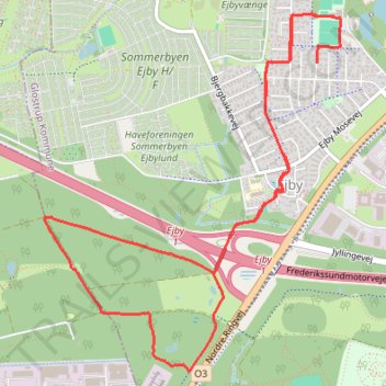 Ejby - Vestskoven rute, afstand, højde, kort, profil, GPS-spor