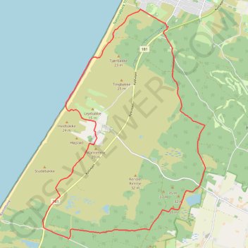 Sløjfe fra Klitmøller i Nationalpark Thy rute, afstand, højde, kort, profil, GPS-spor