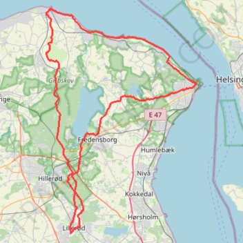 Tur i Nordsjælland rute, afstand, højde, kort, profil, GPS-spor