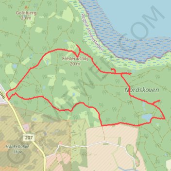 De Tre Ege Nordskoven rute, afstand, højde, kort, profil, GPS-spor