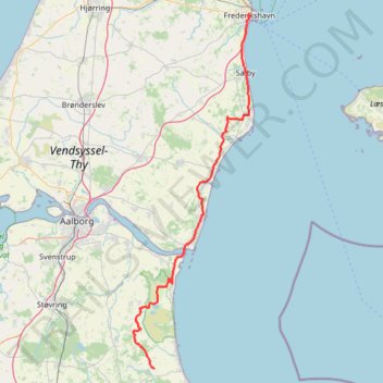 Skelund - Fredrikshavn rute, afstand, højde, kort, profil, GPS-spor