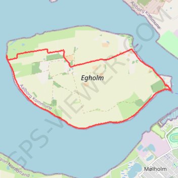 Egholm rundt rute, afstand, højde, kort, profil, GPS-spor