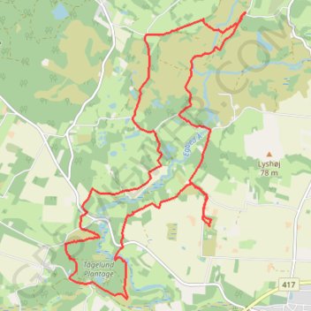 Egtvedpigens Fodspor rute, afstand, højde, kort, profil, GPS-spor