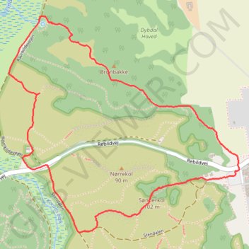 Sønderkol og Brunbakke i Rebild Bakker rute, afstand, højde, kort, profil, GPS-spor