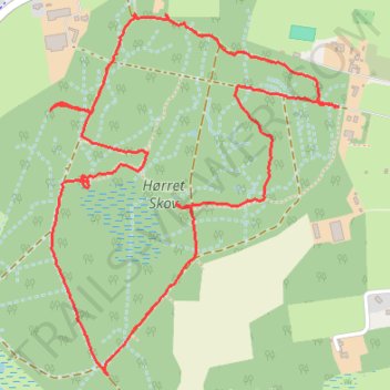 Hørret Skov rute, afstand, højde, kort, profil, GPS-spor