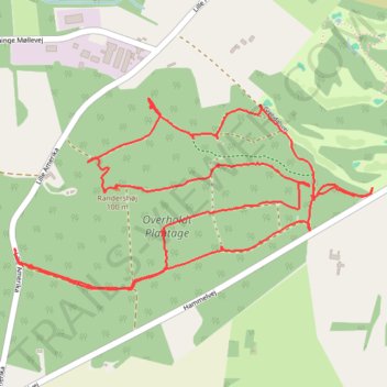 Randershøj (100 m) walk rute, afstand, højde, kort, profil, GPS-spor