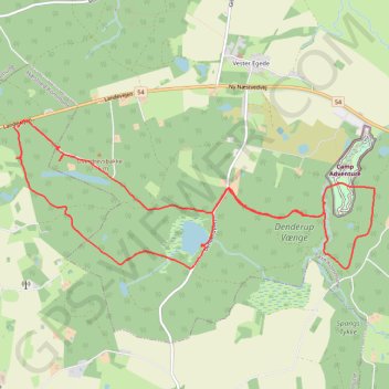 Denderup Vænge rute, afstand, højde, kort, profil, GPS-spor
