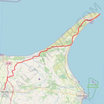 Skagen Hjörring rute, afstand, højde, kort, profil, GPS-spor