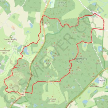Svanninge Bjerge og Knagelbjerg Skov rute, afstand, højde, kort, profil, GPS-spor