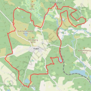 Vrads rundt rute, afstand, højde, kort, profil, GPS-spor