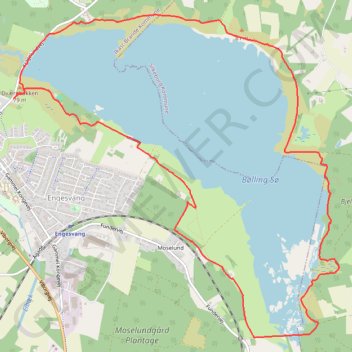 Bølling Sø rundt rute, afstand, højde, kort, profil, GPS-spor