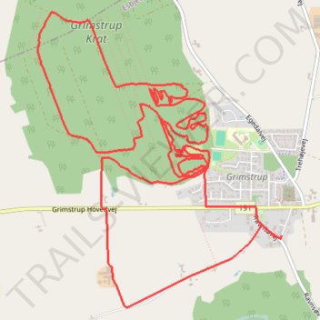 Egekratskoven, Grimstrup rute, afstand, højde, kort, profil, GPS-spor