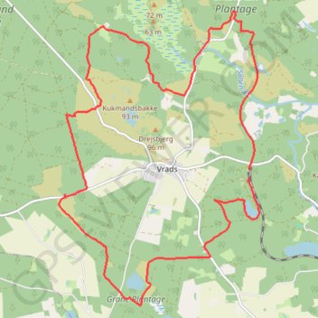 Vrads Sande rundt rute, afstand, højde, kort, profil, GPS-spor
