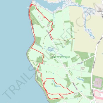Trace af diverse stier på Kær Vestermark rute, afstand, højde, kort, profil, GPS-spor