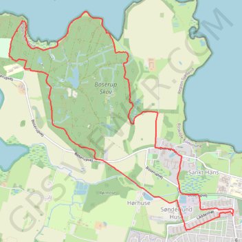 Boserup Skov ved Roskilde rute, afstand, højde, kort, profil, GPS-spor