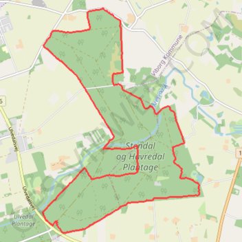 Stendal og Havredal Plantage rundt rute, afstand, højde, kort, profil, GPS-spor