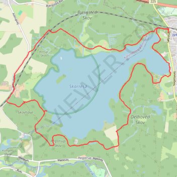 Skarresø rundt rute, afstand, højde, kort, profil, GPS-spor