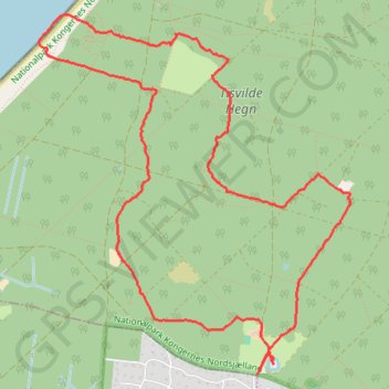 Tisvilde Hegn i Nationalpark Kongernes Nordsjælland rute, afstand, højde, kort, profil, GPS-spor