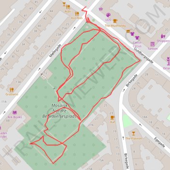 Mosaisk Nordre Begravelsesplads rute, afstand, højde, kort, profil, GPS-spor
