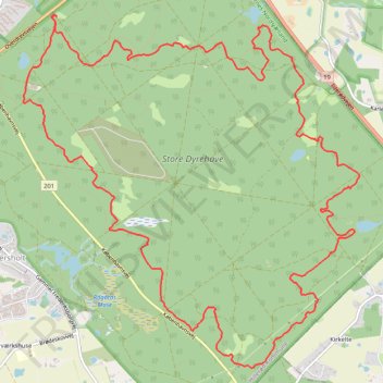 Store Dyrehave rute, afstand, højde, kort, profil, GPS-spor